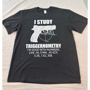 Triggernometry Gun Math Pun Graphic T-Shirt Black Mens XL Novelty Caliber Tee
